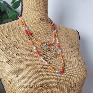 Boho Multi Color Beaded Layering Long Necklace
